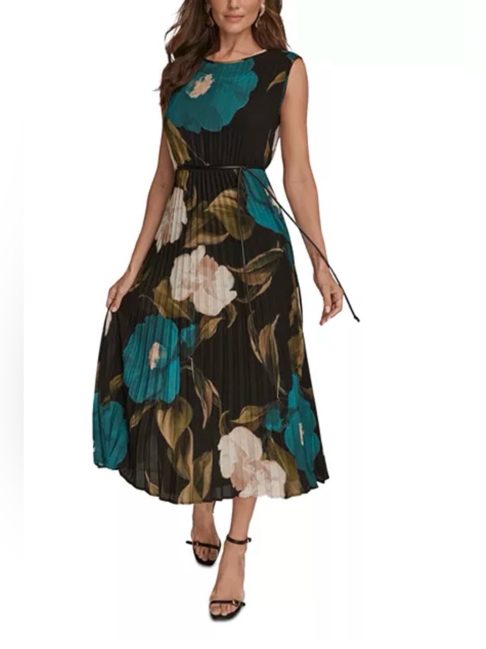 ⭐ Donna Karan Chiffon Floral Print Midi Dress Size 14